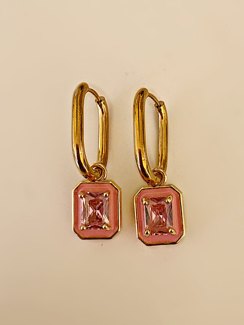 Pink diamond hoops