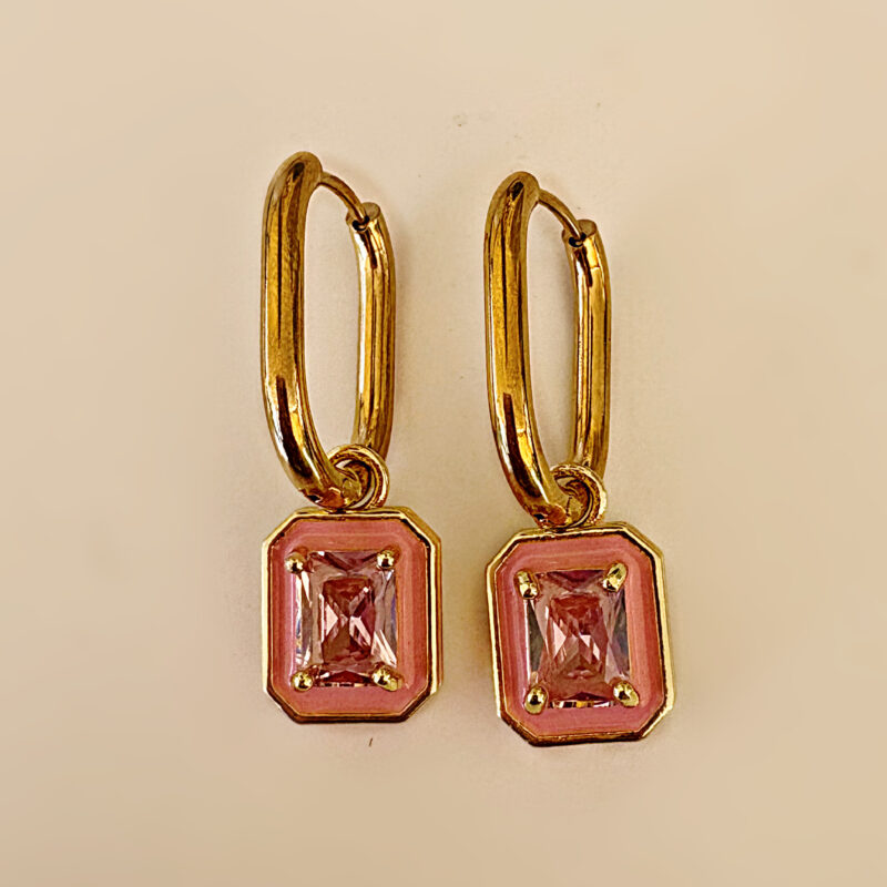 Pink diamond hoops