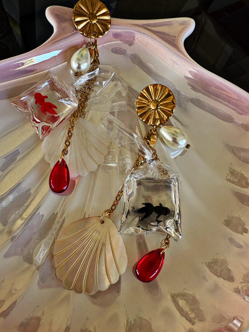 “Fish in a bag” earrings