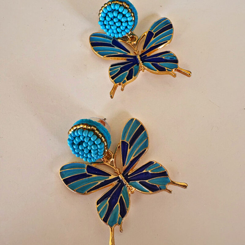 Blue butterfly earrings
