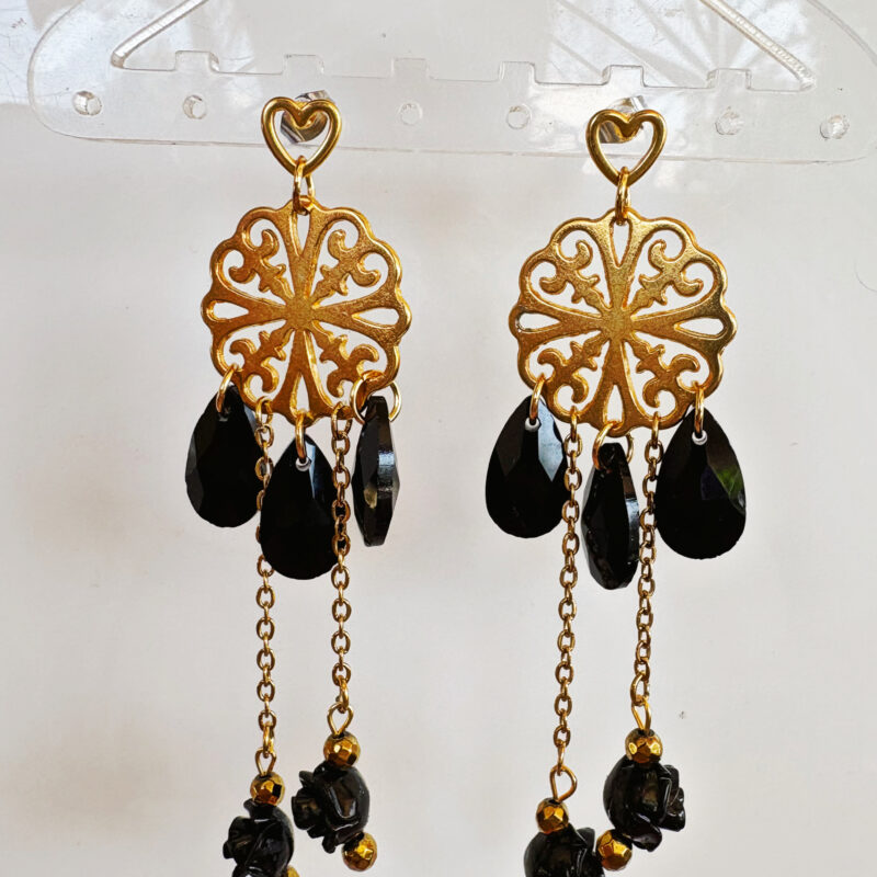 Black dahlia earrings