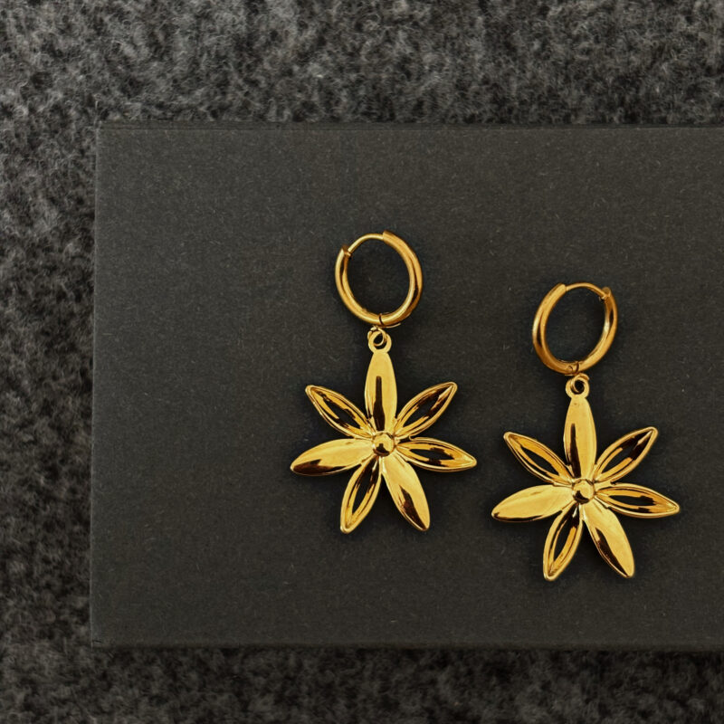 Golden daisy hoops