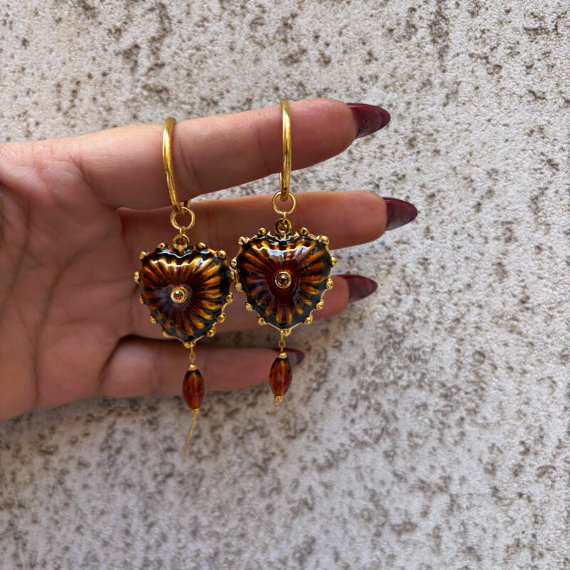Heart hoops in chocolate brown
