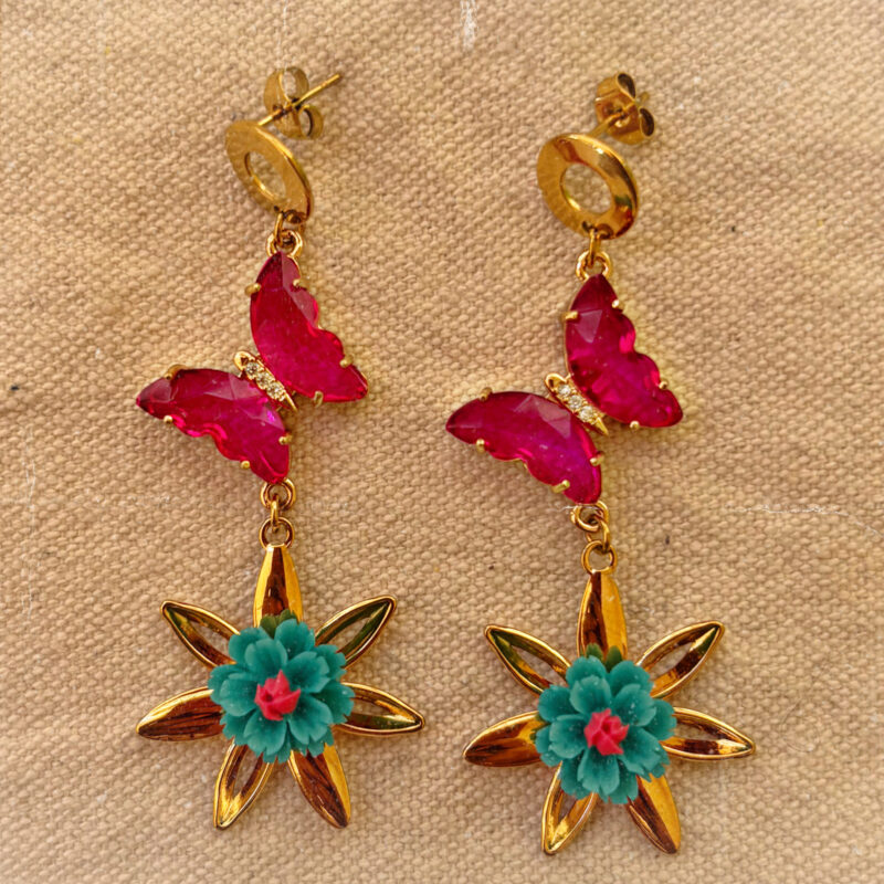 Fuchsia butterfly earrings