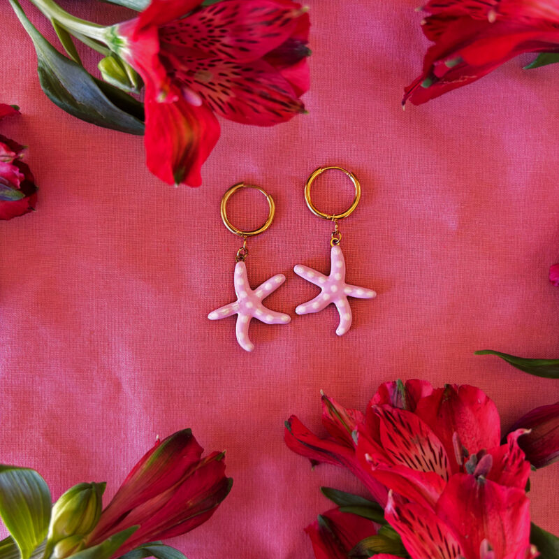 Pink starfish hoops
