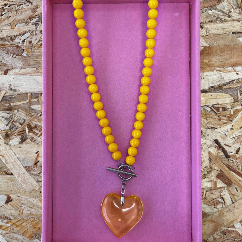 Yellow crystal heart necklace